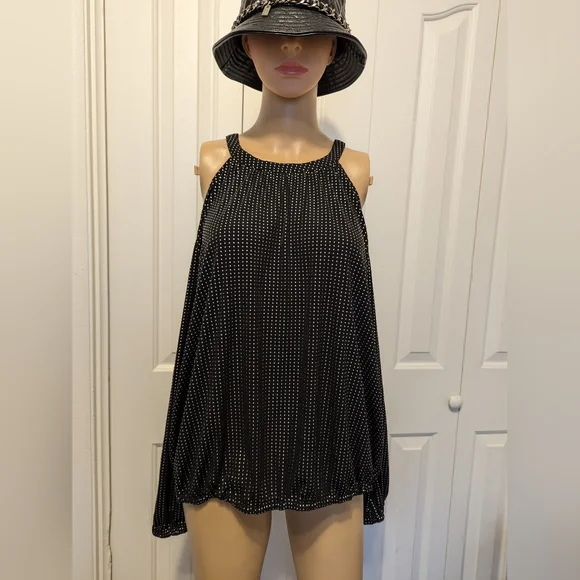 Michael kors cold shoulder smock long sleeve Black rhinestone size PXL. - Picture 1 of 9